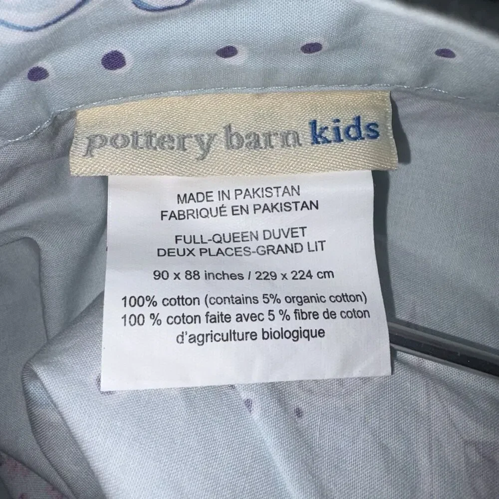 Pottery Barn Kids Birdie Duvet Cover Full/Queen Organic Cotton Blue & Pink